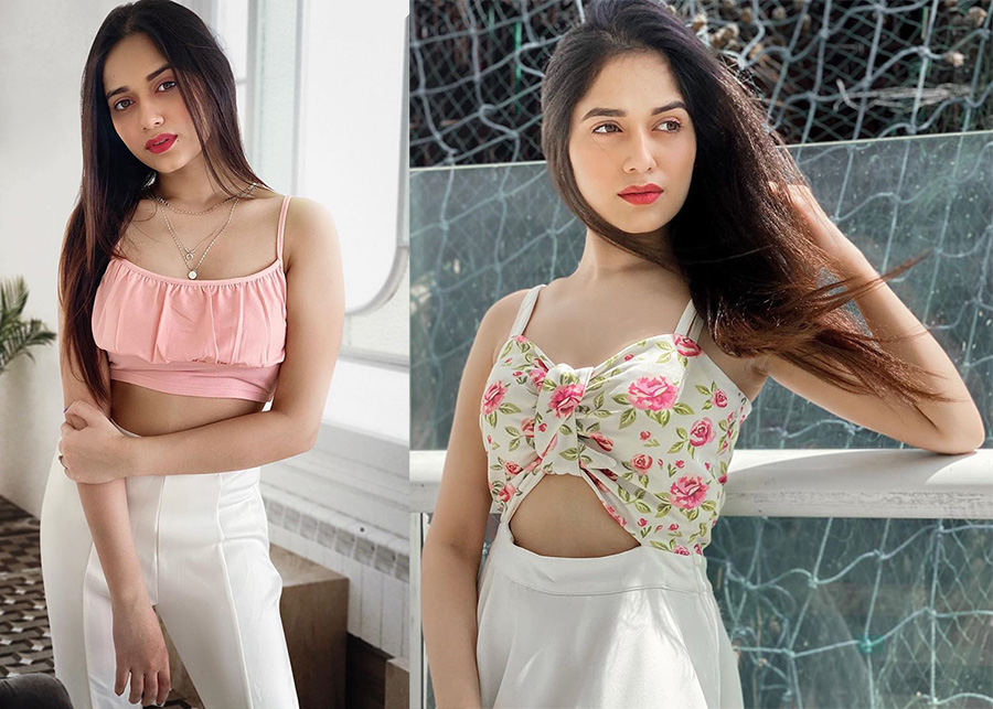 glamorous jannat zubair  poses for the camers in spring top